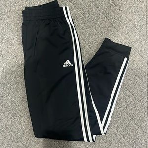 Adidas 3 Stripe Joggers, Black and White, Kids XL